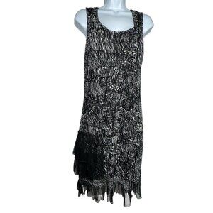 Tango Mango womens size Medium Black & White sleeveless Dress Artsy nylon mesh